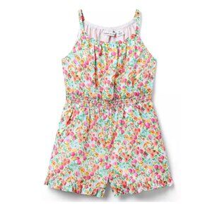 NWT Girls Janie and Jack Ditsy Floral Ruffle Hem Romper With Pockets Lined Sz 12